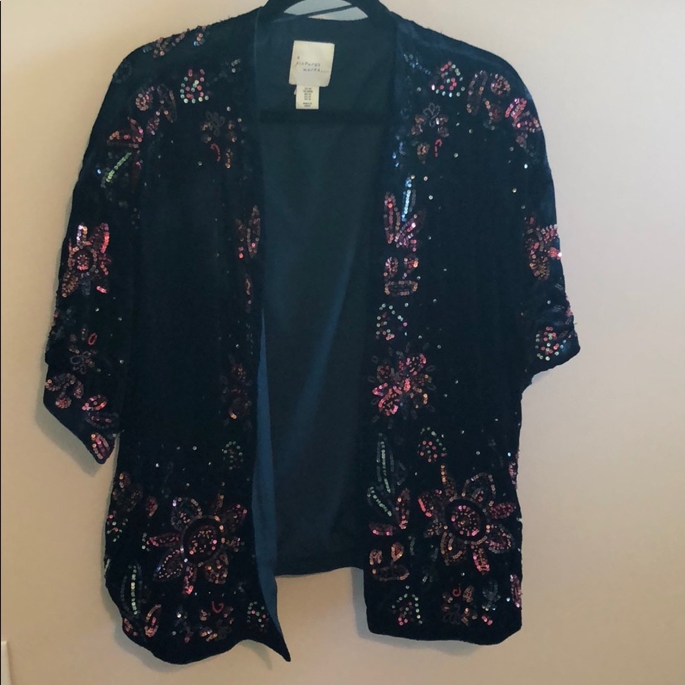 Velvet kimono style sequin top